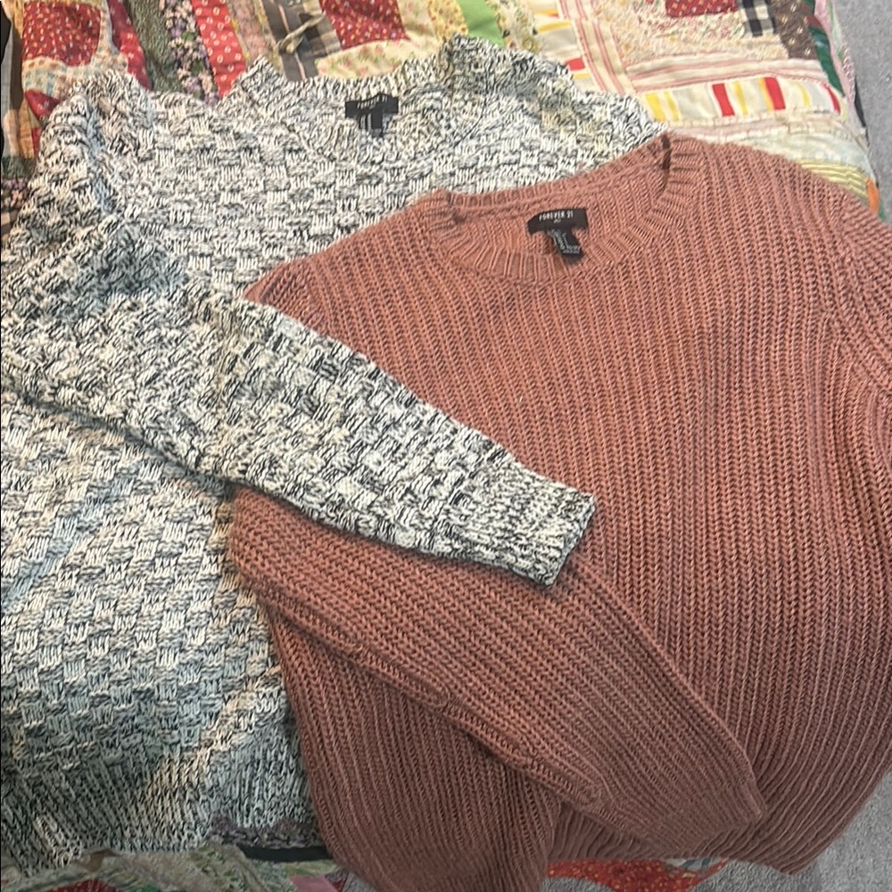 Cozy Knit Sweater Bundle - Pinkish Brown and Gray
